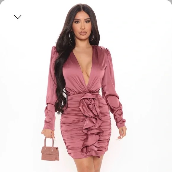 fashion nova pink wrap dress Vivi Maxi Wrap Dress - Mauve